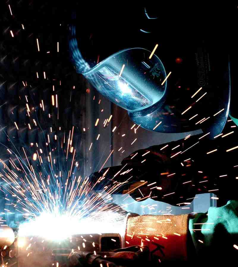 A man welding steel